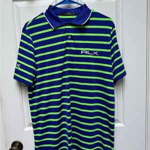 RLX Ralph Lauren Navy and Lime Polo Shirt